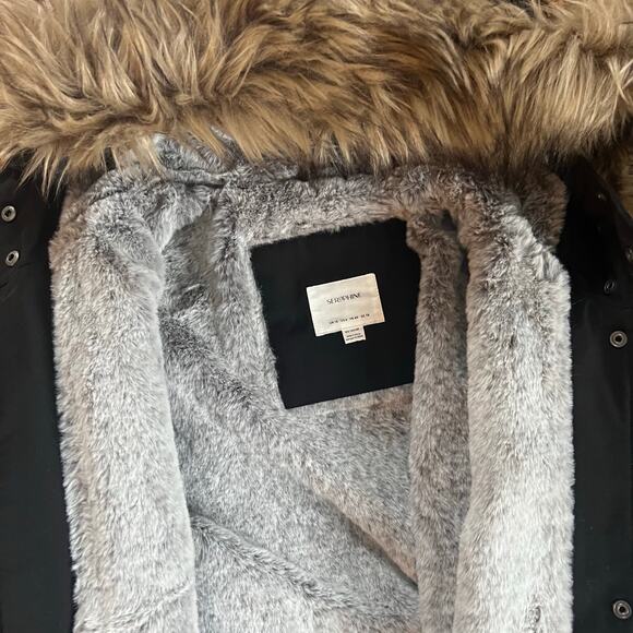 Seraphine 3 in 1 Black Lined Maternity & Baby wearing Parka Coat | S - Picture 9 of 9